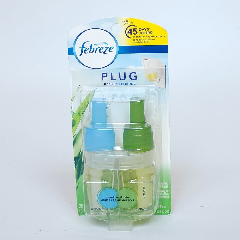 FEBREZE PLUG Refill Meadows and Rain Scented Oil Refills BNIP